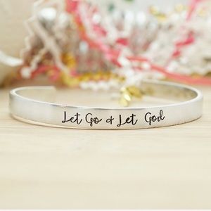 Silvertone ‘Let Go and Let God’ Adjustable Cuff
